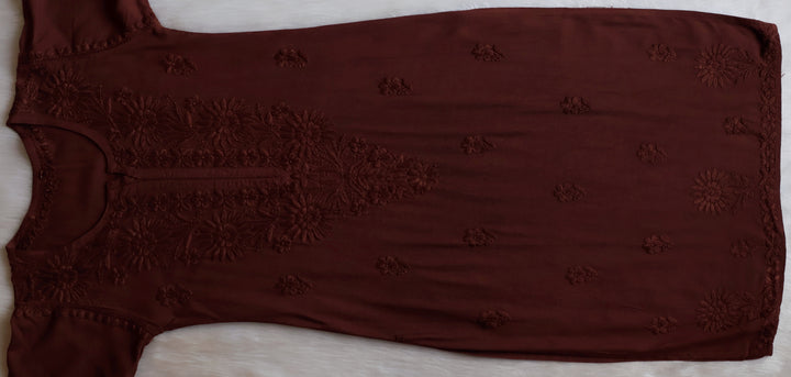 Mahnoor Chocolate Brown Long Rayon Kurta
