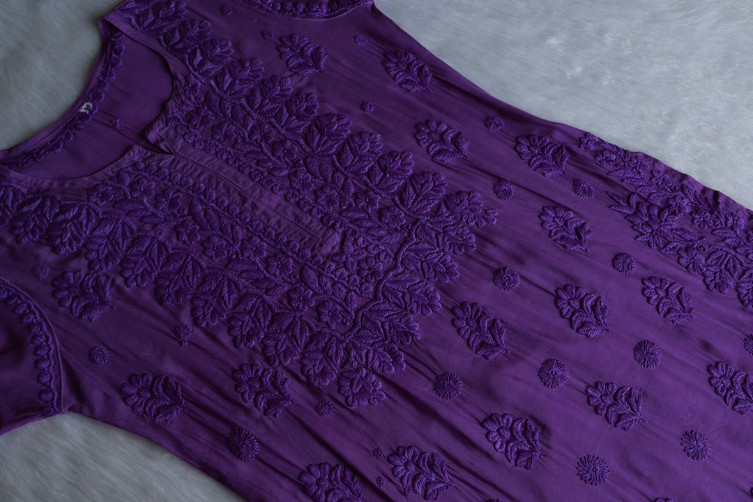 MehrNaaz Deep Purple Pure Muslin Kurta