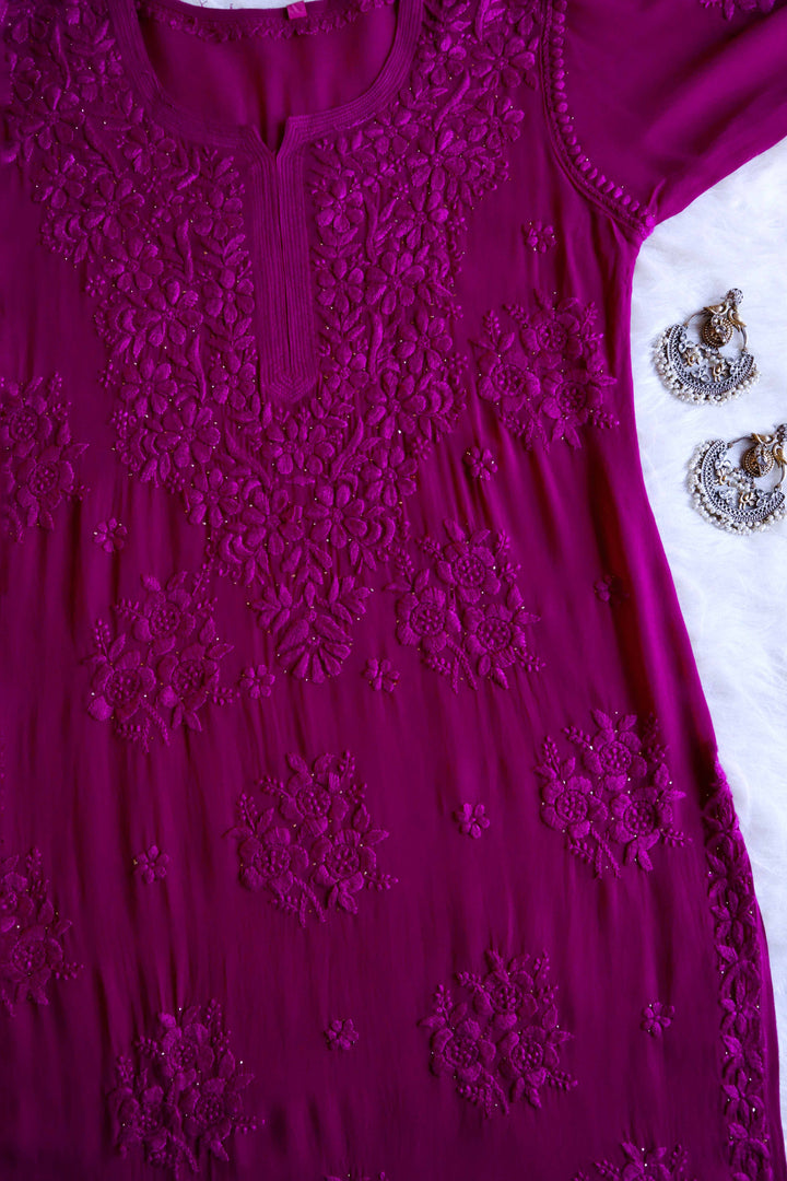 Hoor Deep Plum Viscose Georgette kurta