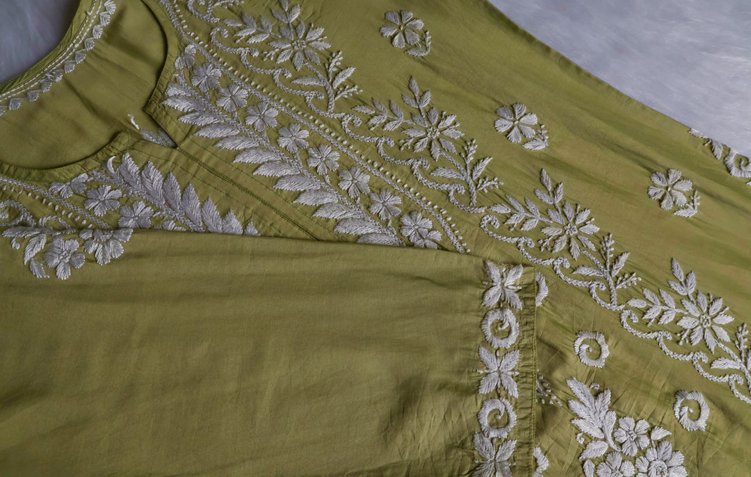 Zargul Green Premium Chanderi Silk Kurta