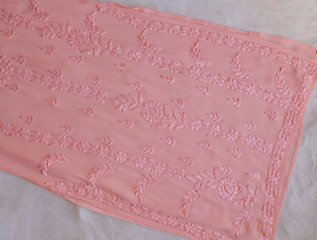 Zamda Peach Viscose Georgette Kurta