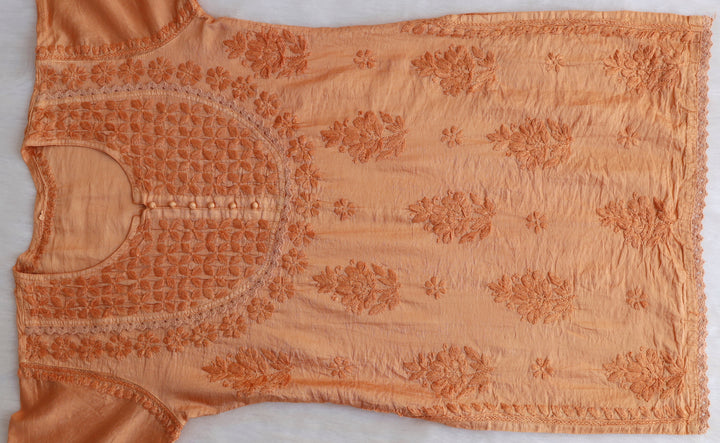 Jannat Beige Short Chanderi Kurta