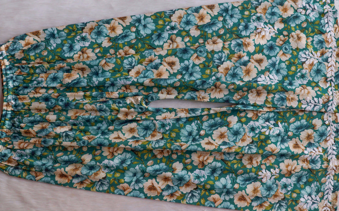 Aleha Turquoise Blue Pure Mulmul set