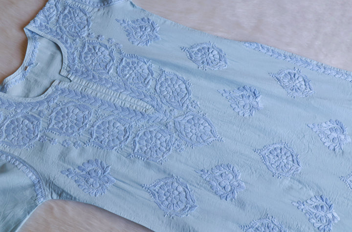 Alfiya Powder Blue Pure Chanderi set