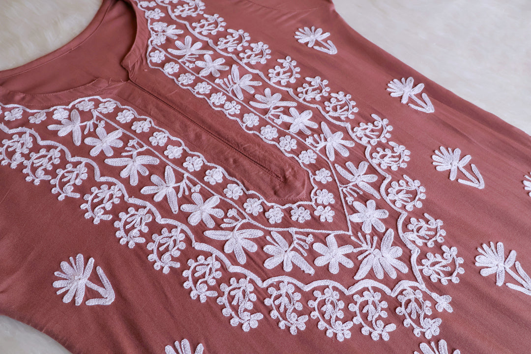 Mira Rose Brown Rayon Kurta Pant set