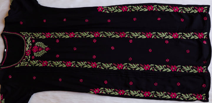 Firdaus Black & Deep Pink Modal Kurta Set