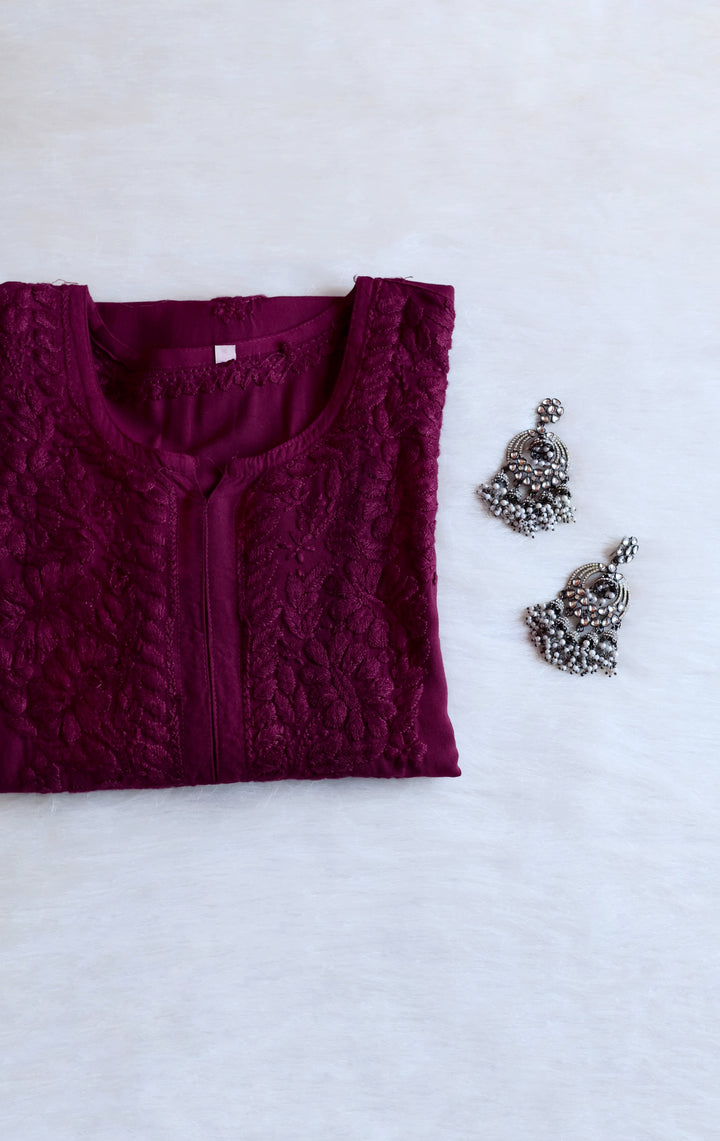 Amirah Deep Plum Long Rayon kurta