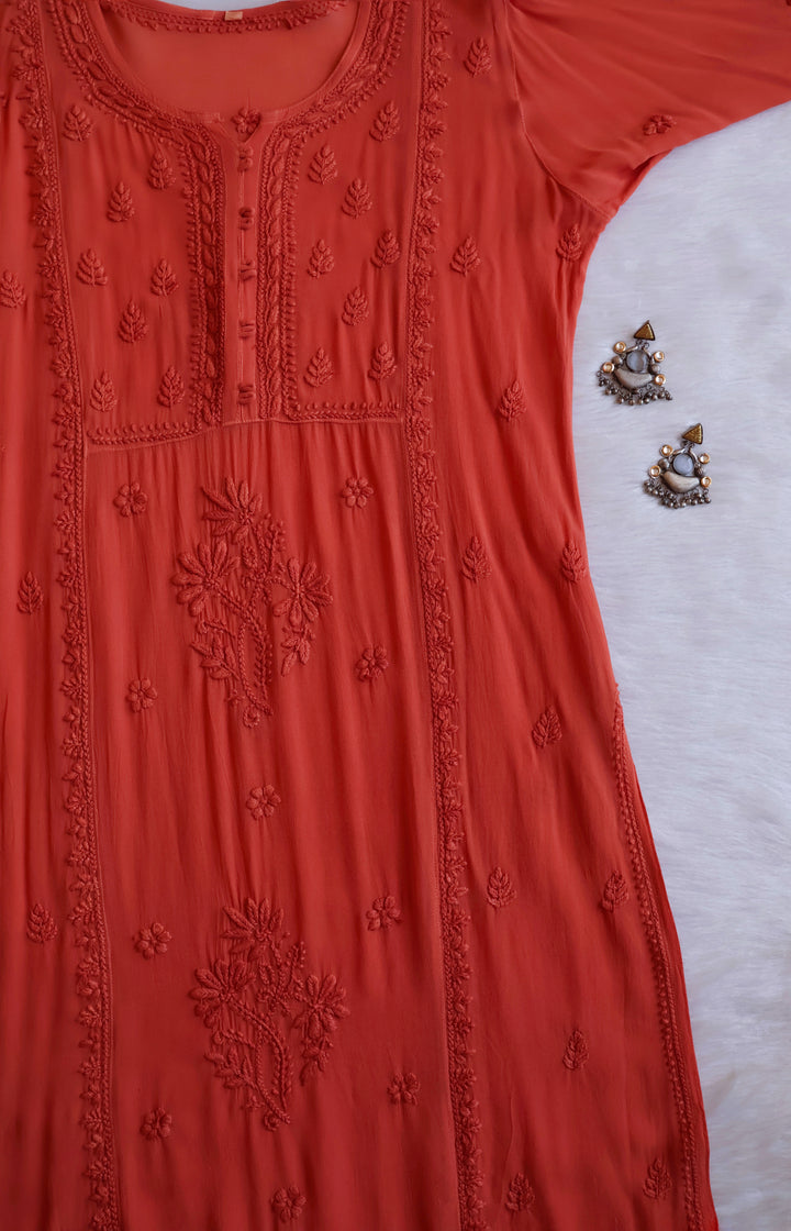 Duaa Rust Viscose Georgette Kurta