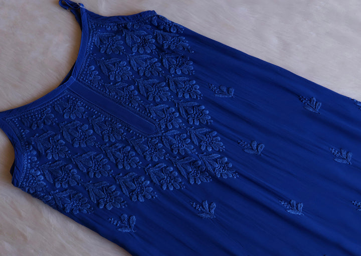 Hana Royal Blue Long Viscose Noodle Strap Kurta