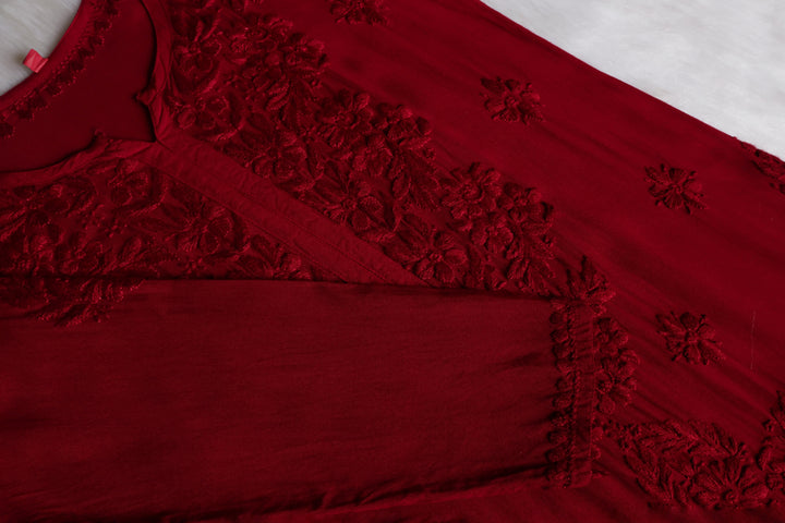 Sarah Maroon Long Ombre Rayon Kurta