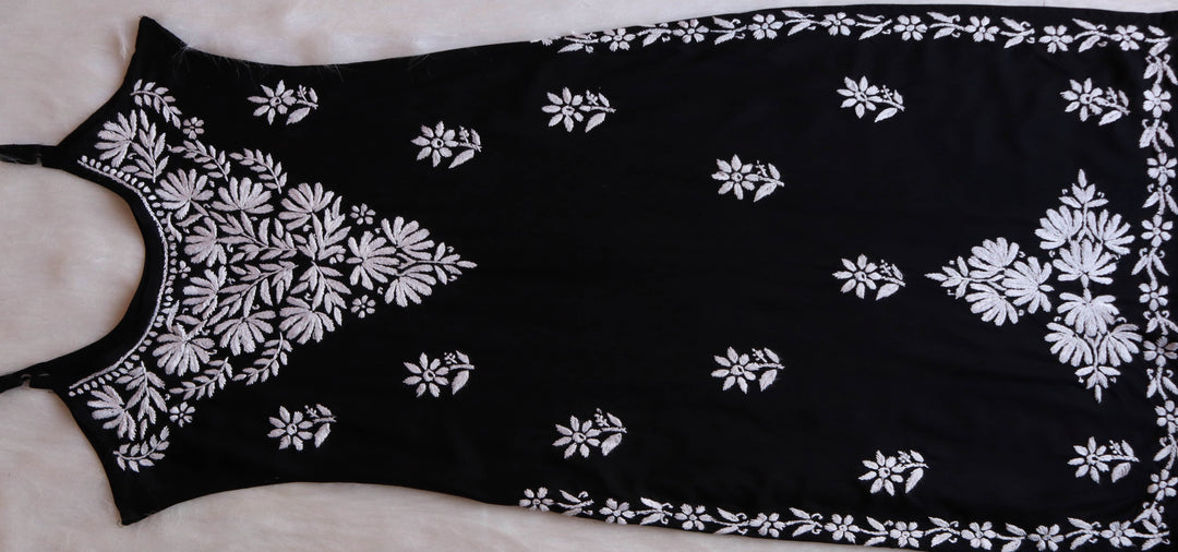 Mirha Black Sleeveless Rayon Kurta
