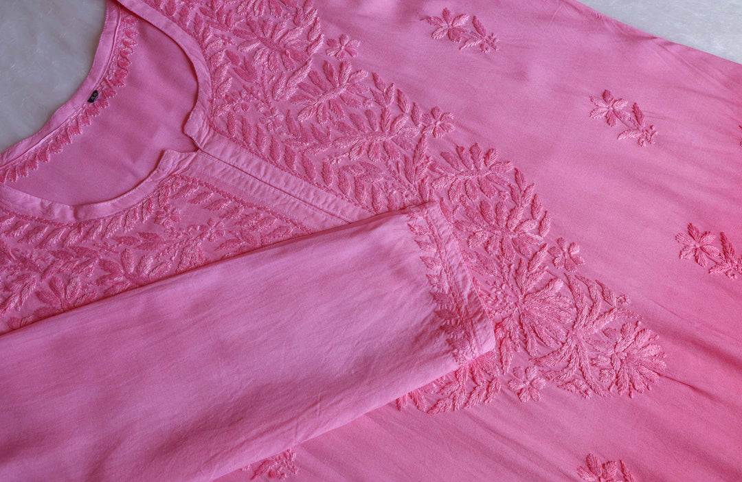 Amirah Baby Pink Ombre Long Rayon Kurta