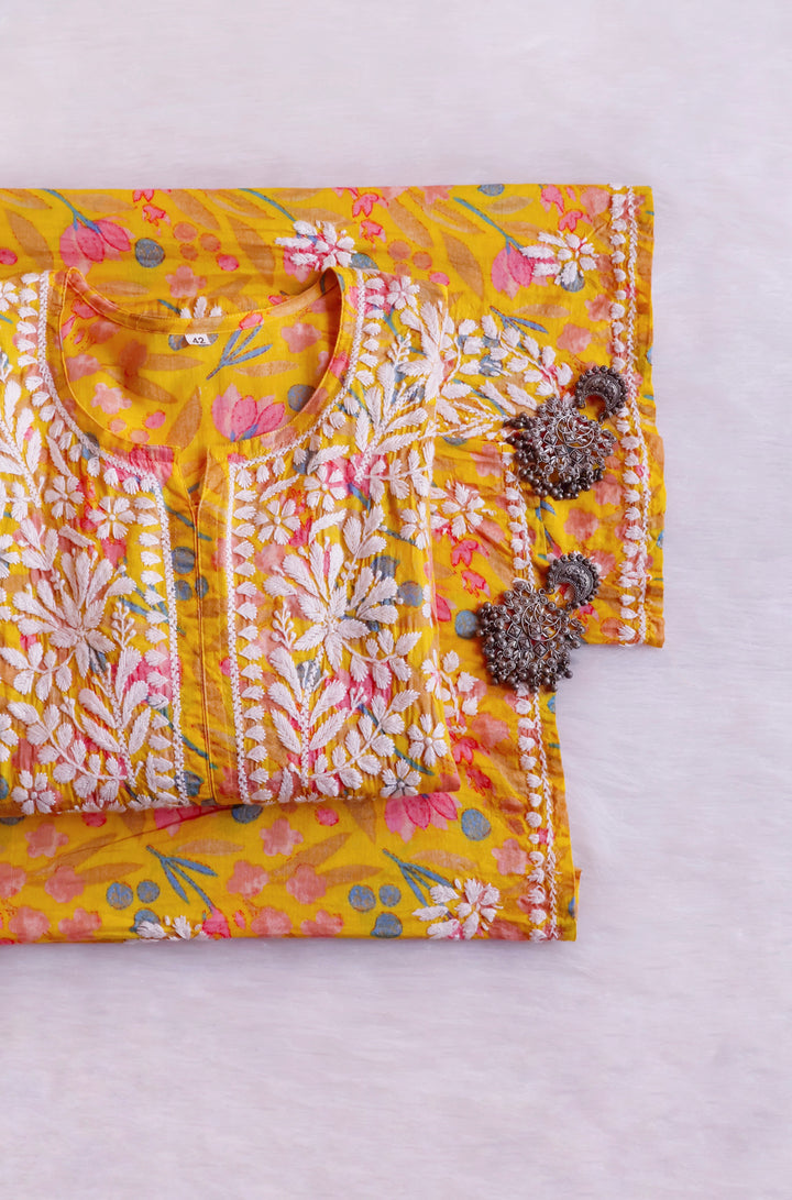 Sajal Yellow Pure Mulmul set
