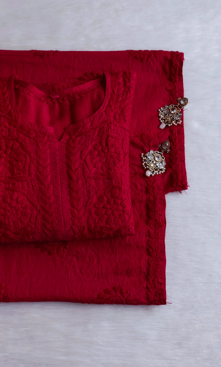 Alfiya Maroon Pure Chanderi set