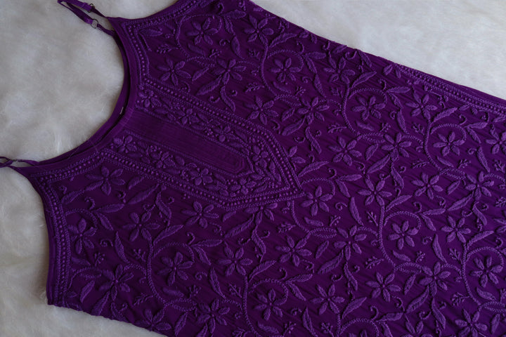 Mehr Deep Purple Viscose Strappy Kurta