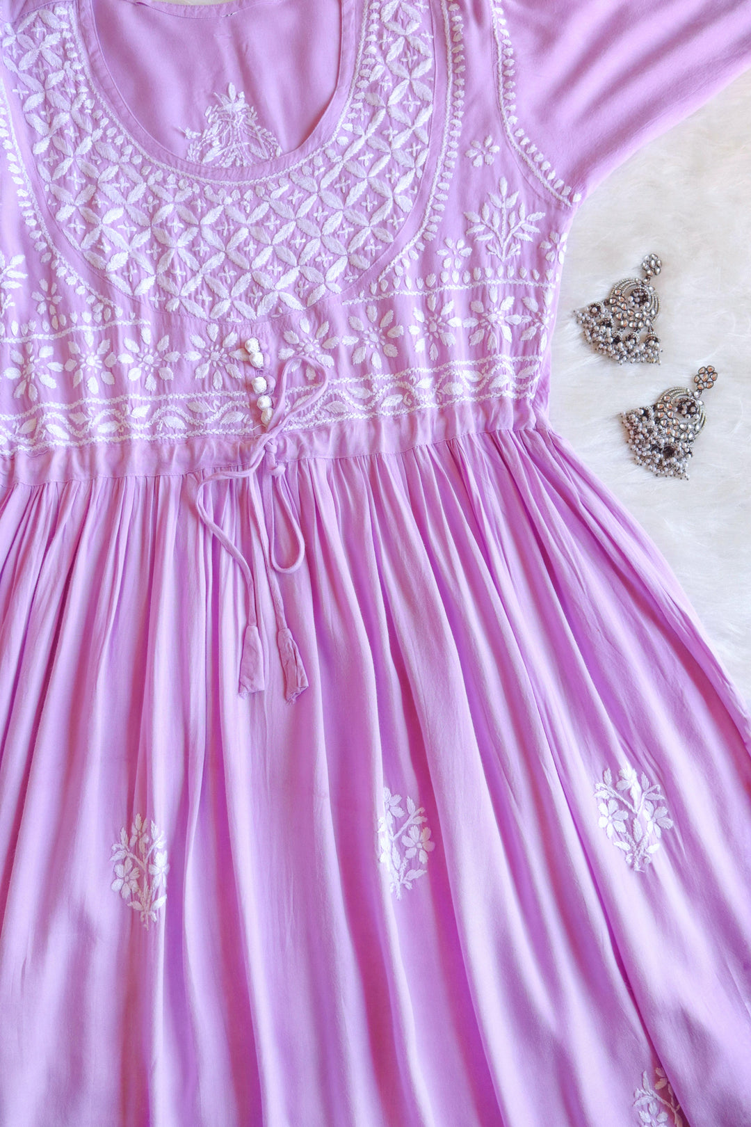 Alina Lavender Rayon Long fit and flare Dress