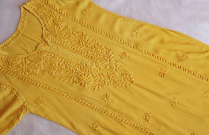 Zainab Yellow Ombre Long Rayon Kurta