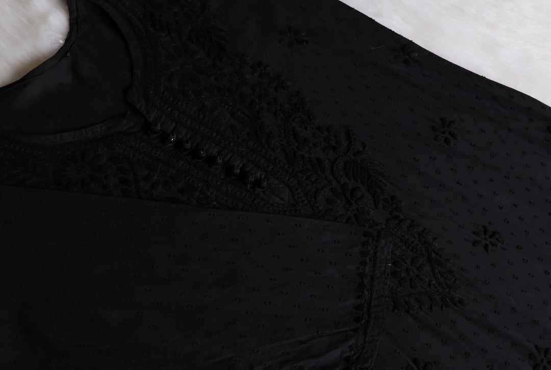 Nazakat Black 3 Piece Cotton Kurta set