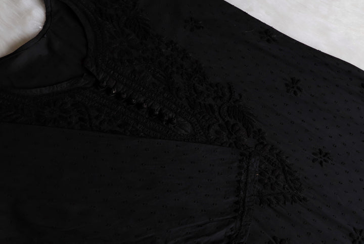 Nazakat Black 3 Piece Cotton Kurta set