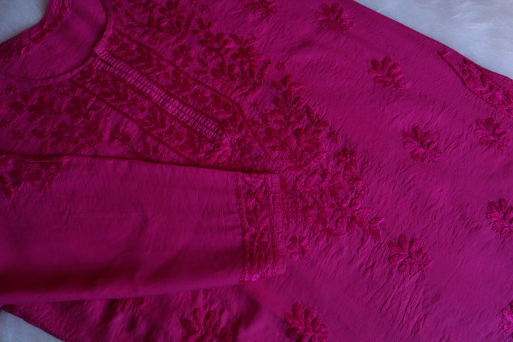 Hoor Deep Pink Chanderi Kurta