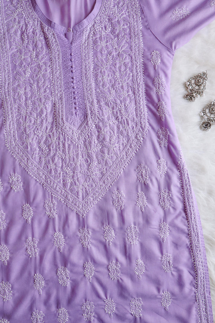 Zahrah Lavender Cotton Mulmul long kurta