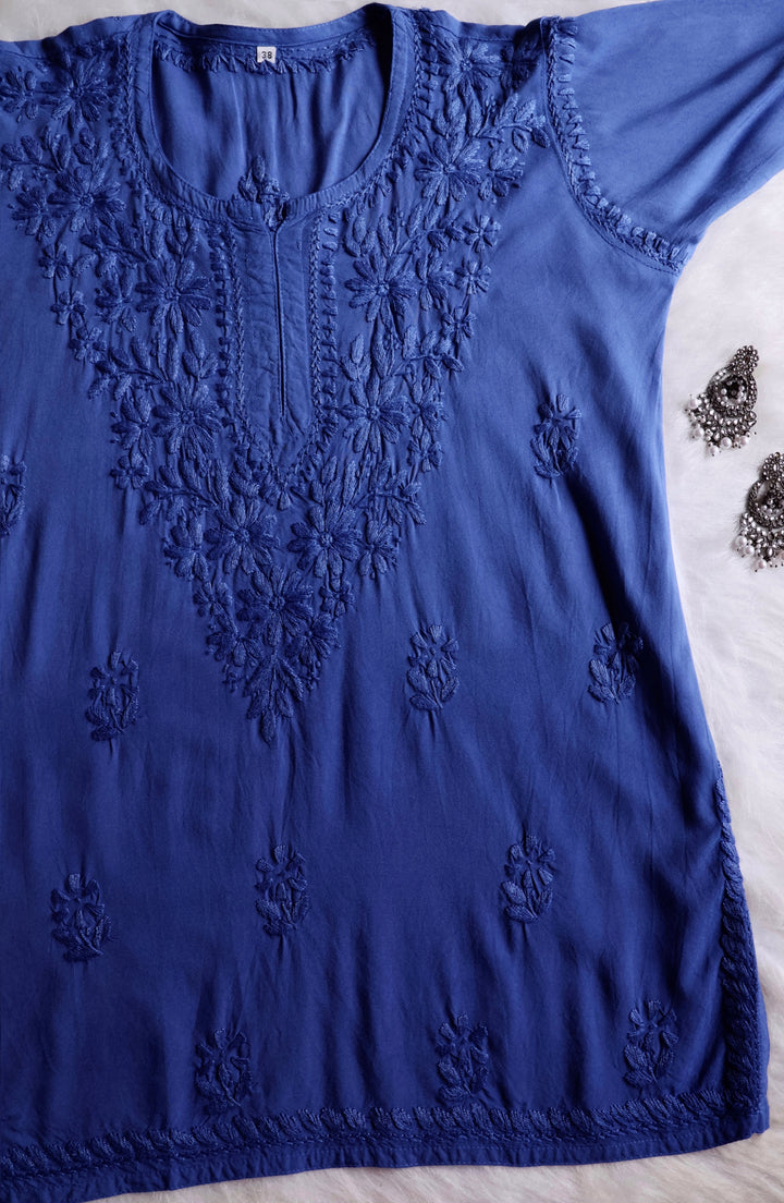 Farhaa Ice Blue Short Rayon Kurta