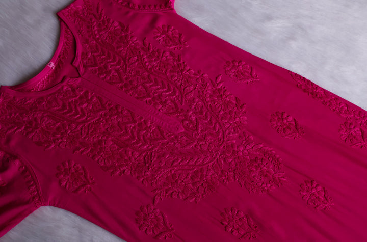 Duaa Deep Pink Long Ombre Rayon Kurta