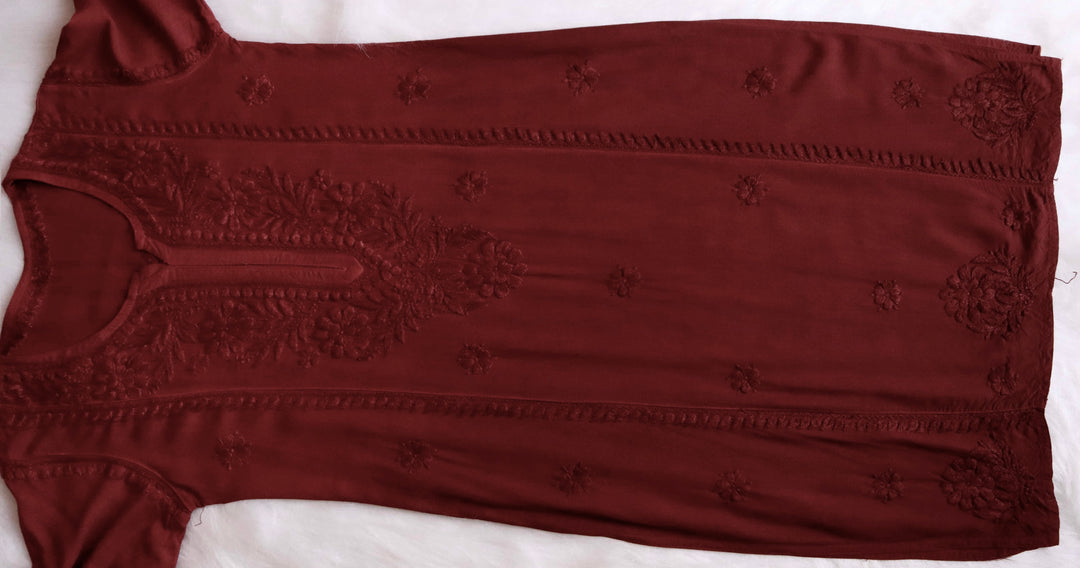 Zainab Rose Brown Ombre Long Rayon Kurta