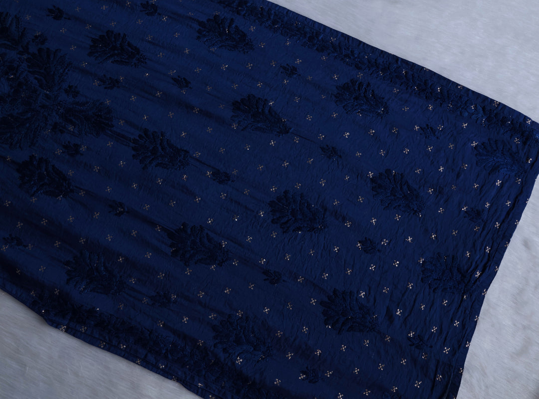 Nazakat Royal Blue Premium Long Chanderi Kurta