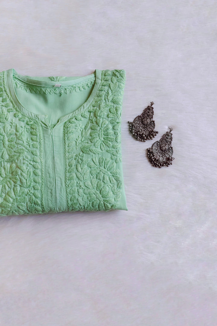 Amirah Pastel Green Long Rayon kurta