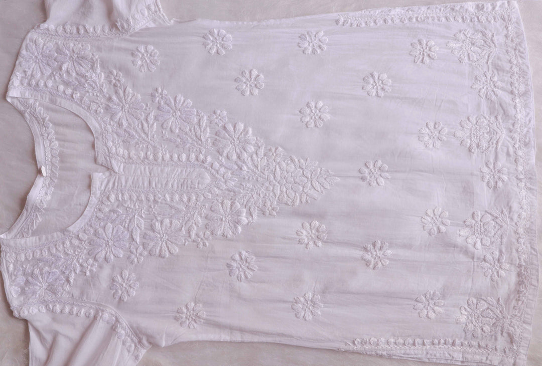 Nazakat White Cotton short kurta