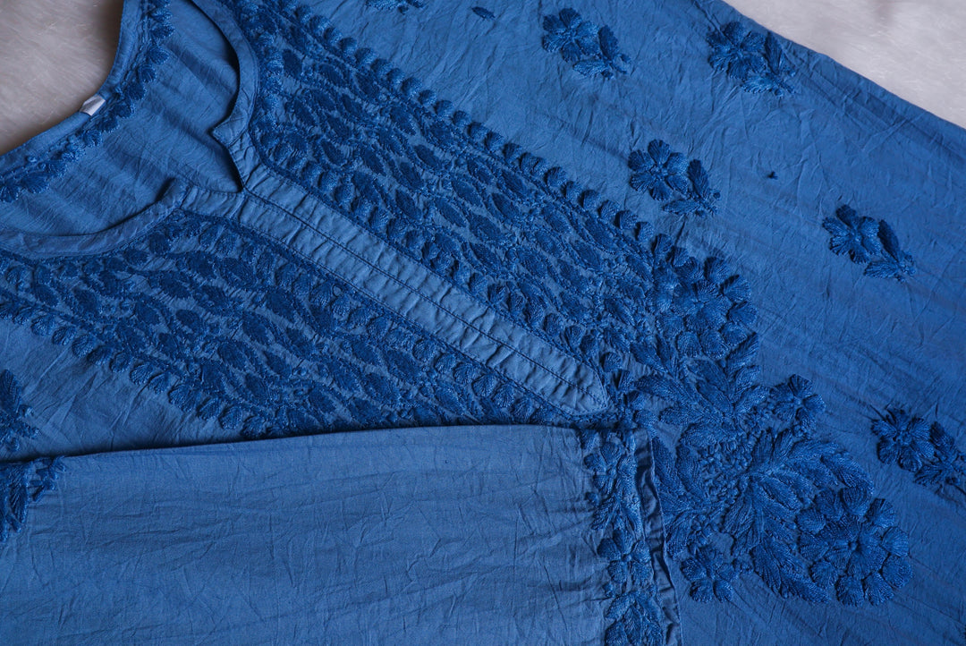 Dilnoor Royal Blue Chanderi Ombre Kurta