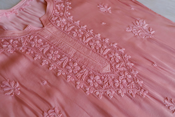 Mehr Blush Beige Long Modal Silk Kurta