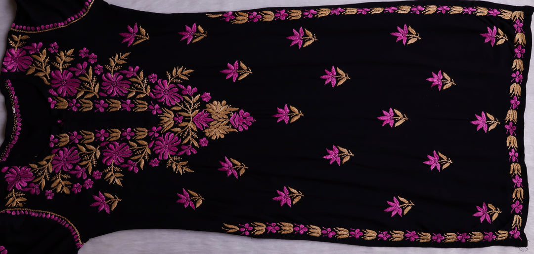 Gulaab Black, Pink & Beige Rayon Kurta Set