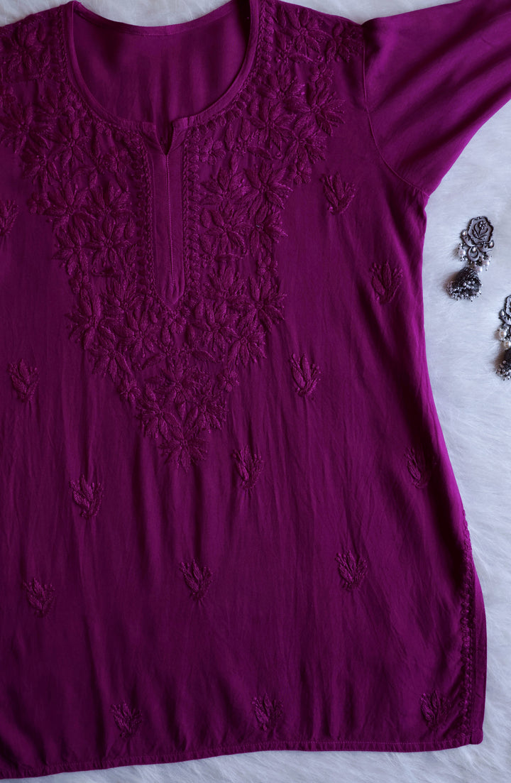 Nora Wine Purple Short Rayon Kurta