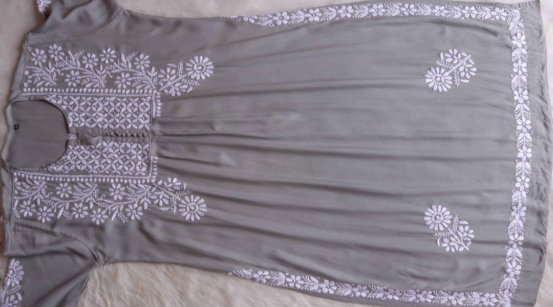 Maahi Grey Long Rayon Kurta