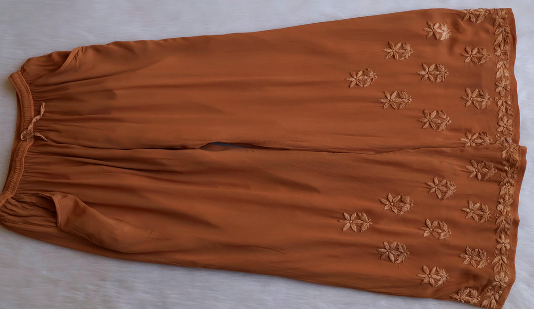 Zimra Brown Viscose Sleeveless Set