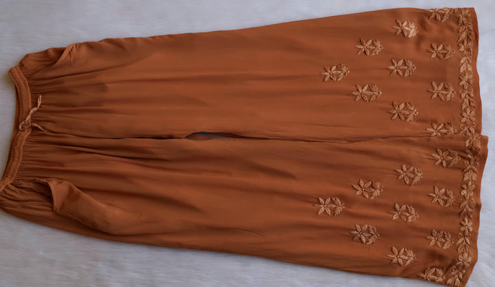 Zimra Brown Viscose Sleeveless Set