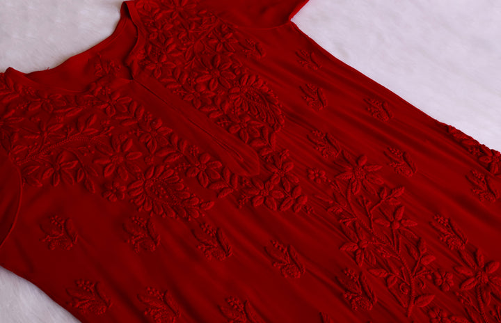 Waliya Red Viscose Georgette Kurta