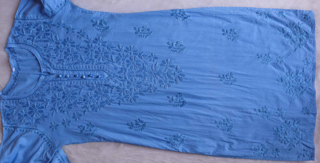 Aafia Ice Blue Long Cotton kurta