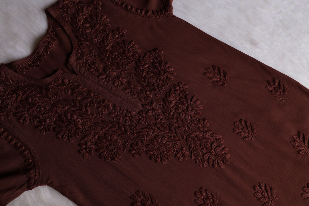Gul Chocolate Brown Scalloped Short Kurta