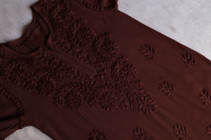 Gul Chocolate Brown Scalloped Short Kurta