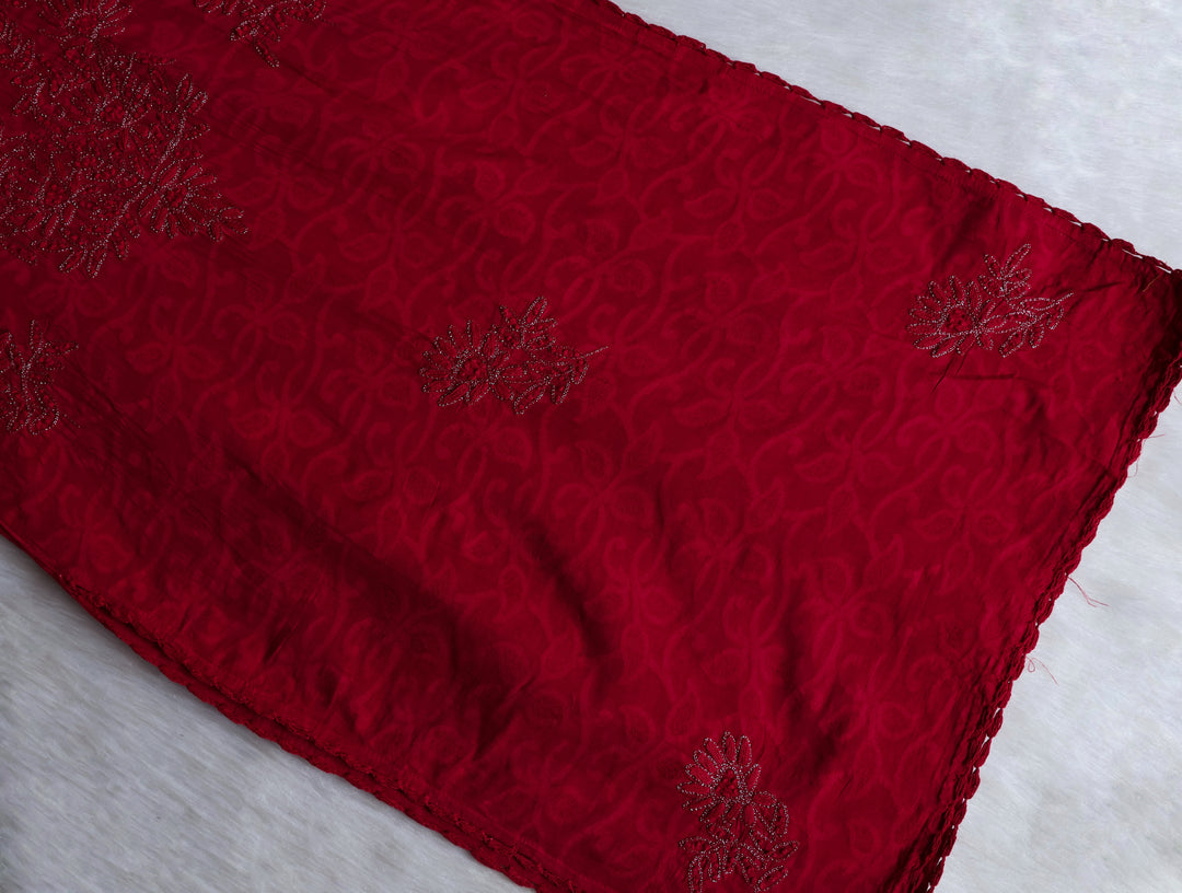 Maroon Long Jacquard Cotton kurta