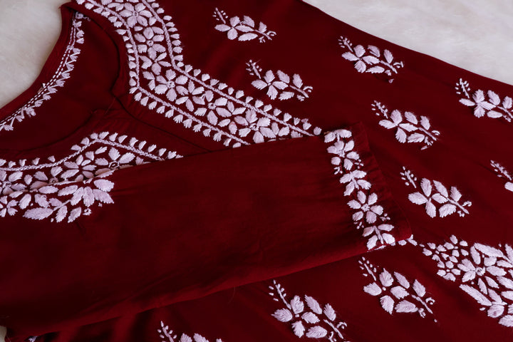 Amaara Maroon Rayon Kurta Set