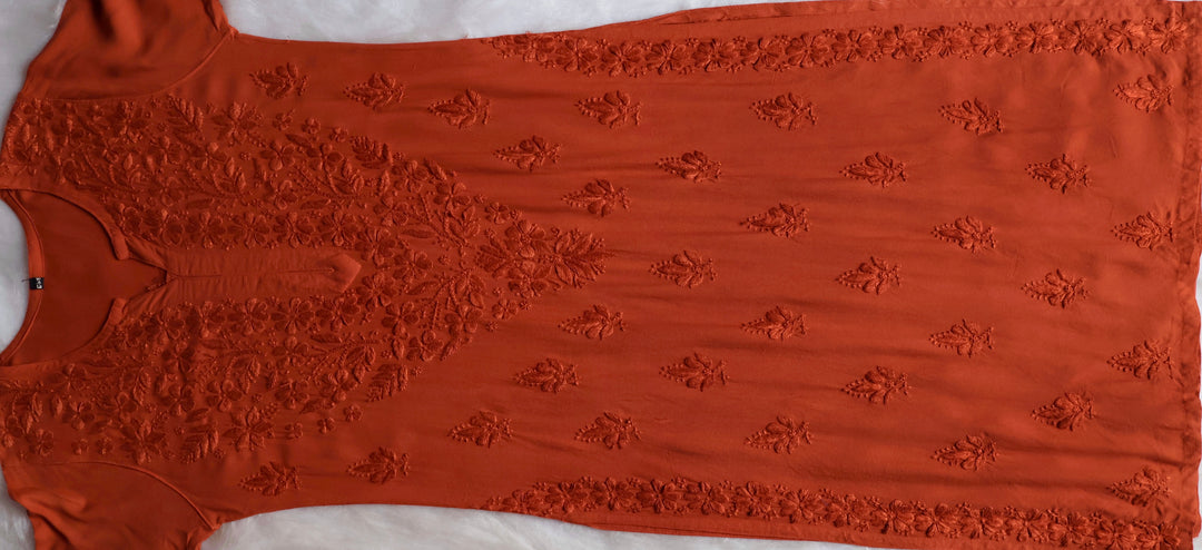 Nazakat Orange 2 piece Rayon set