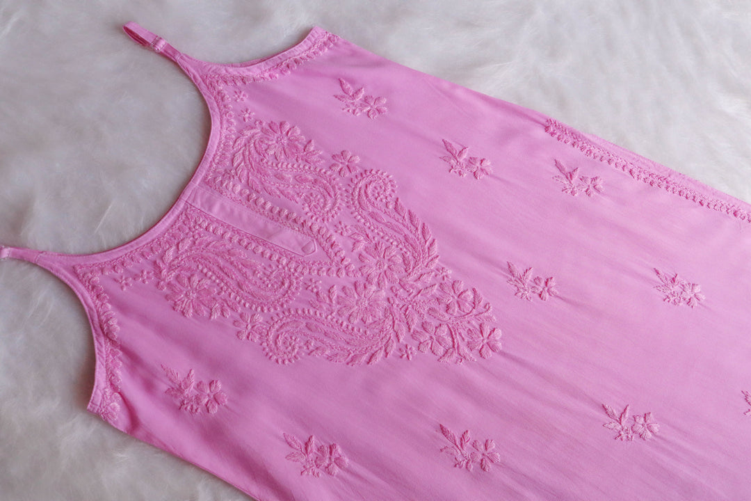 Haania Baby Pink Noodle Strap 3 Piece Kurta set