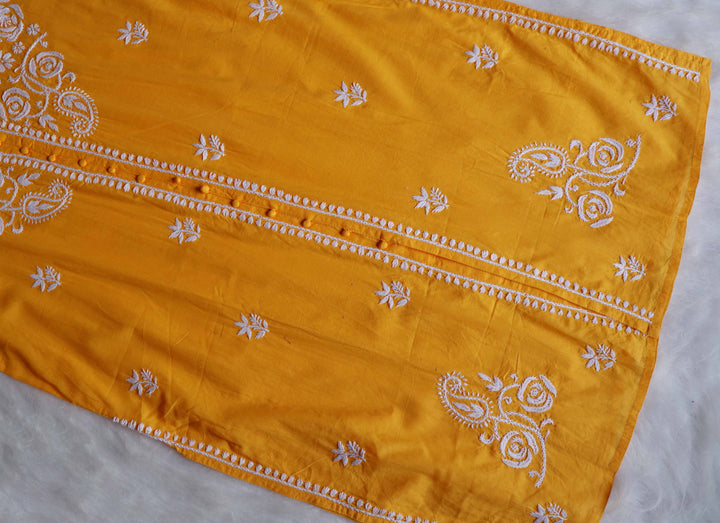 Gul Yellow & White Cotton Kurta