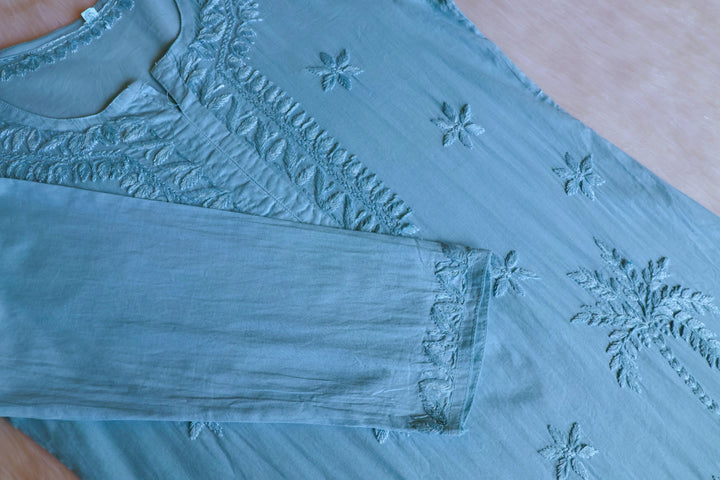 Heer Sea Blue Pure Cotton Kurta