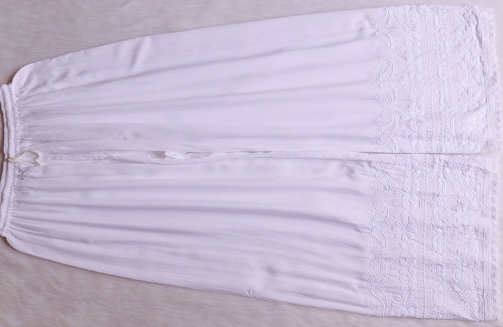 White Chikankari Rayon Lace Palazzo