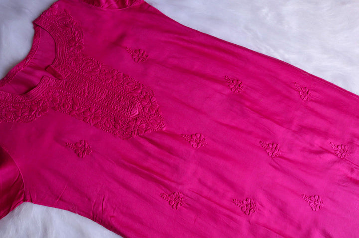 Zimra Luxe Deep Pink 3 Piece Pure Chanderi set